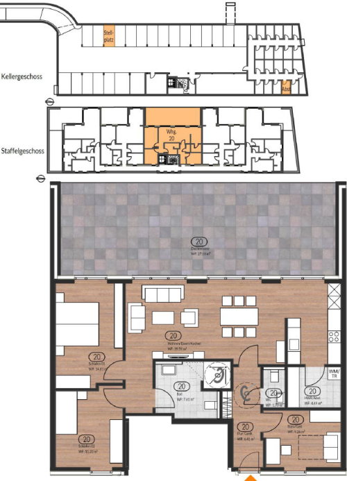 Wohnung Nr. 20 im Staffelgeschoss mit großer Dachterrasse