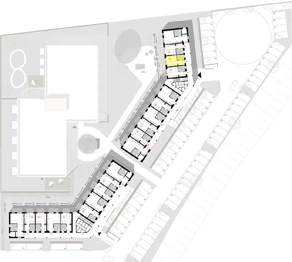 Lage der Wohnung 58 innerhalb der Apartment-Anlage Lage der Wohnung 58 innerhalb der Apartment-Anlage