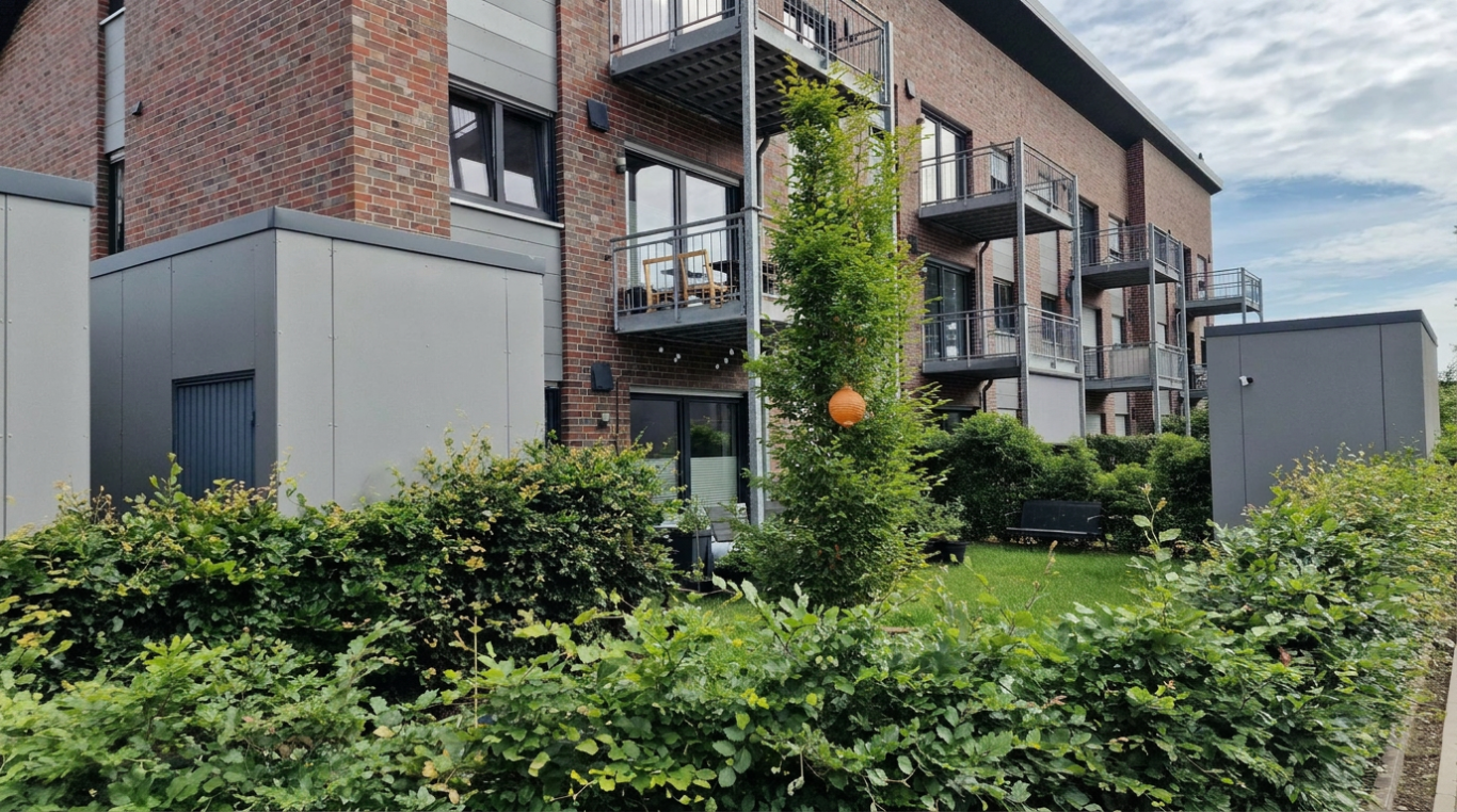 Die Gartenansicht der Eigentumswohnung Die Gartenansicht der Eigentumswohnung
