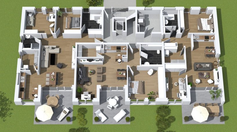 Dieses 3D-Grundriss zeigt das Erdgeschoss des Wohngebäudes in Oldenburg / Bürgerfelde