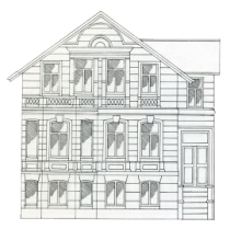 Oldenburger Giebelhaus | TYP C: Die Spätform, Giebelhaus mit seitlich vorgelegtem Treppenhaus und straßenseitigen Altan