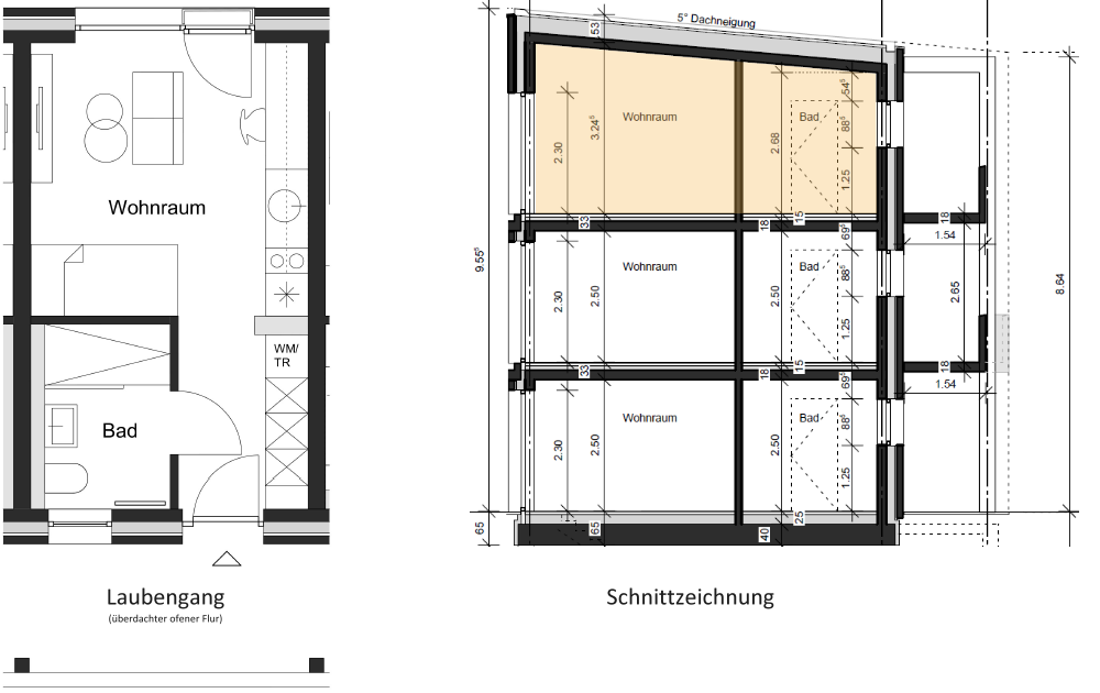 Der Grundriss der Wohnung 22