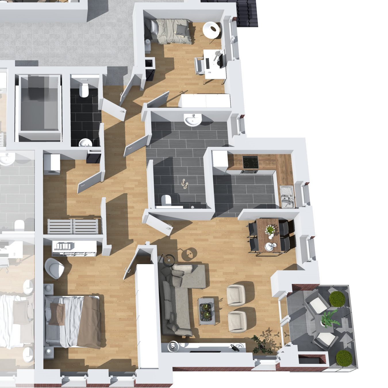 Der 3D-Grundriss der Wohnung 12