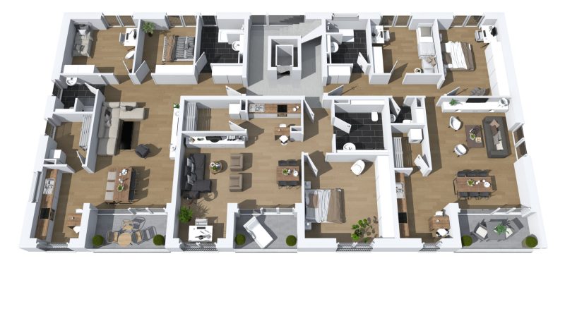 Dieses 3D-Grundriss zeigt das Obergeschoss des Wohngebäudes in Oldenburg / Bürgerfelde