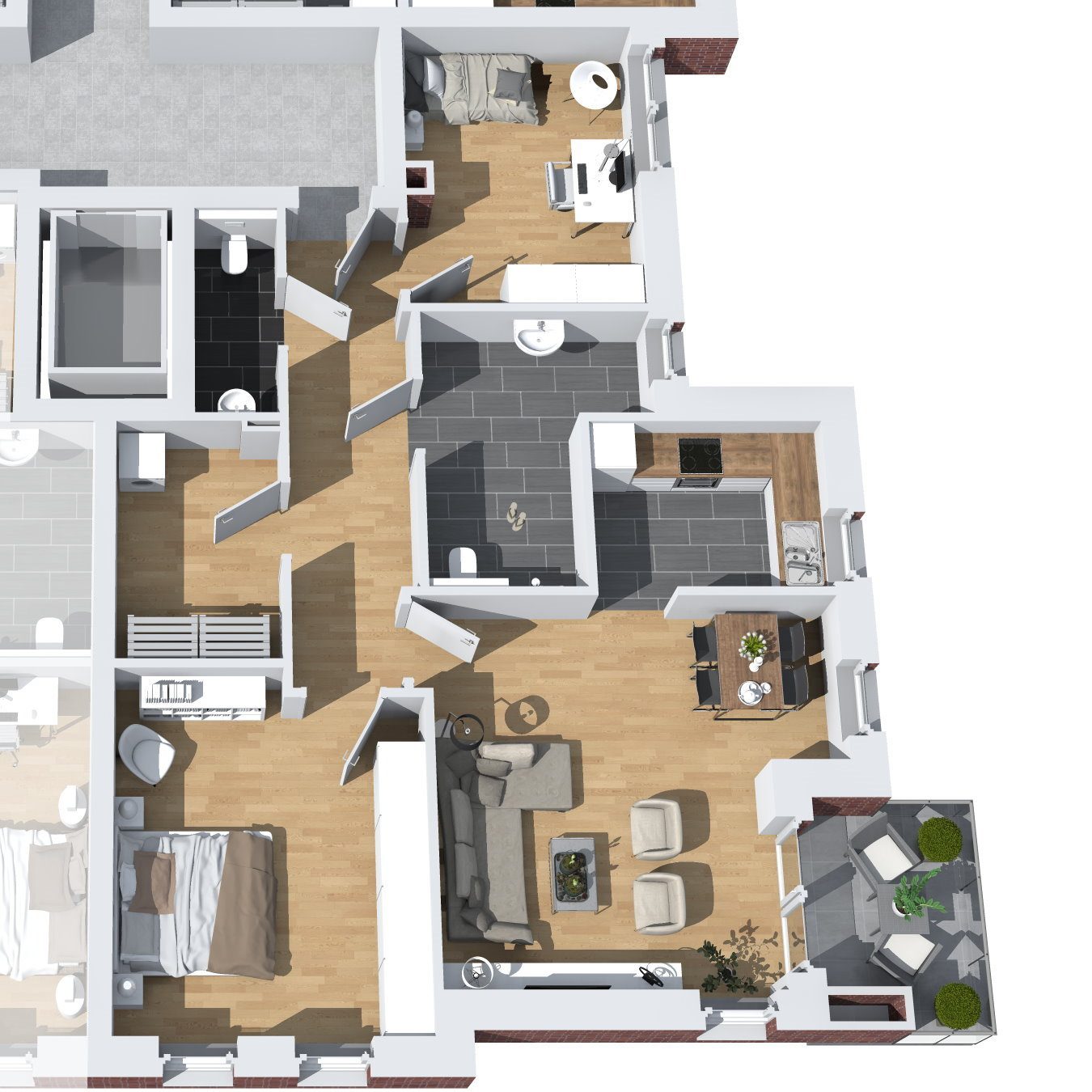 Der 3D-Grundriss der Wohnung 6