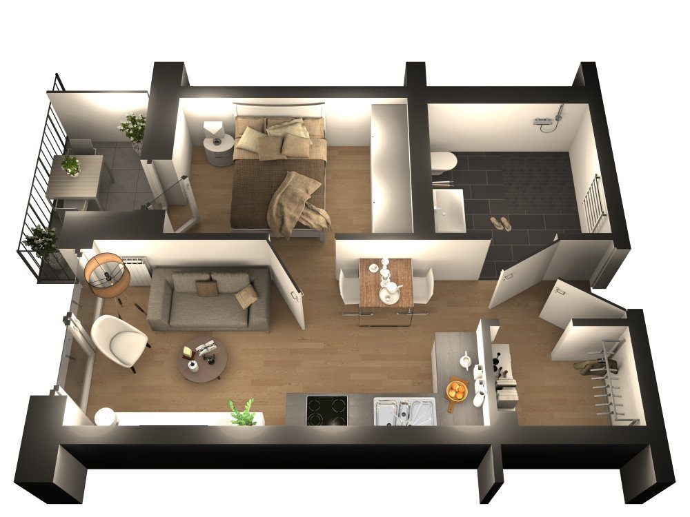 3D-Grundriss der Wohnung in Oldenburg / Bürgerfelde 3D-Grundriss der Wohnung in Oldenburg / Bürgerfelde