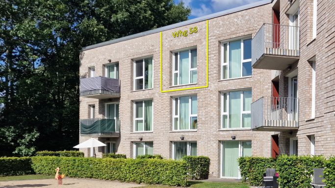 Die Gartenansicht der Wohnung 58 am Nachmittag Die Gartenansicht der Wohnung 58 am Nachmittag