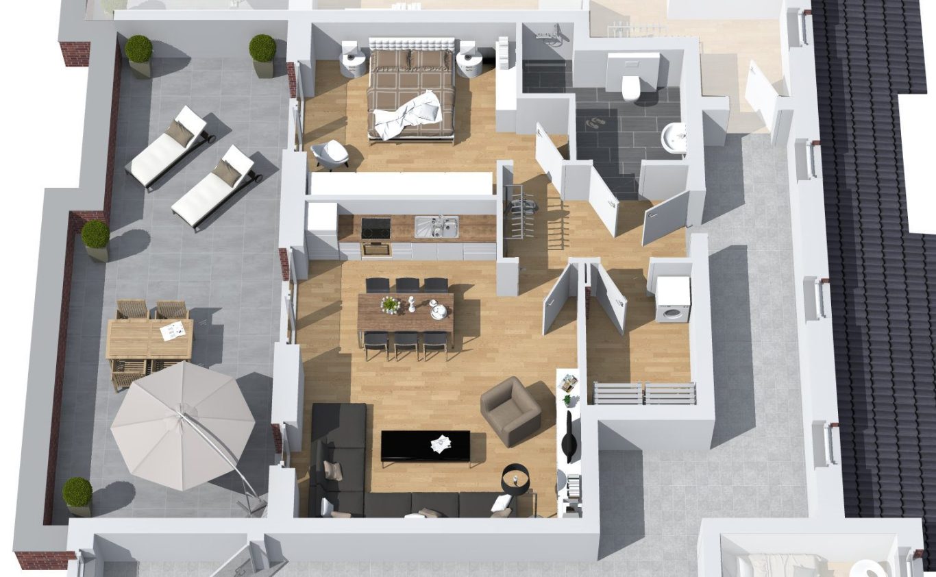 Der 3D-Grundriss der Wohnung 2