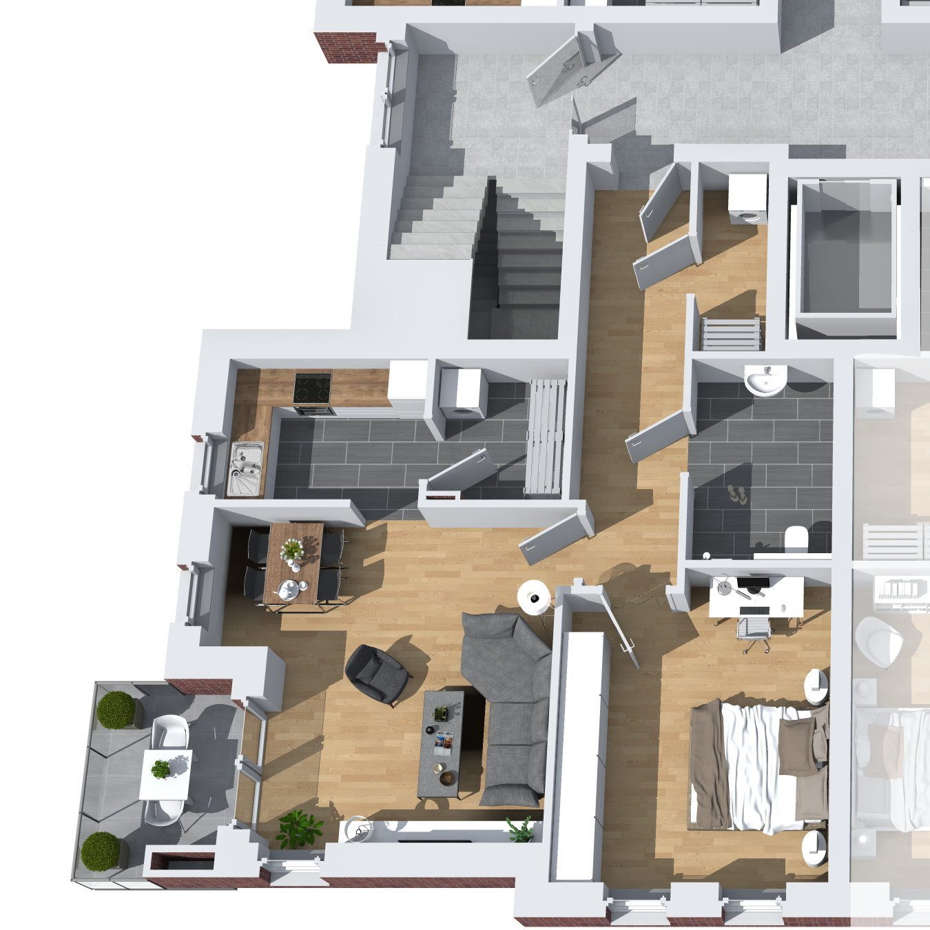 Der 3D-Grundriss der Wohnung 7