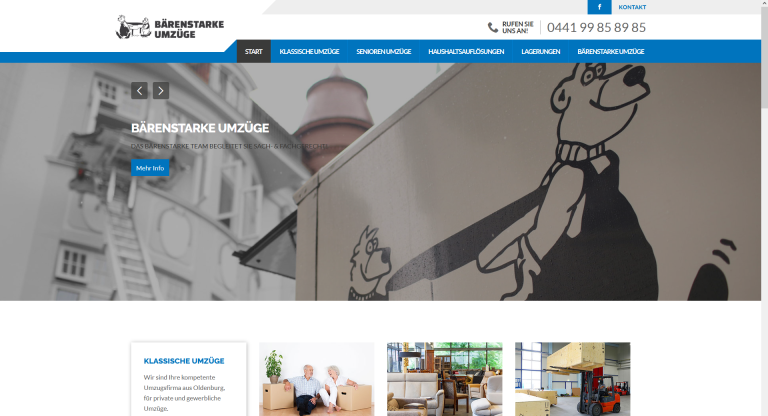 Website von Bärenstarke Umzüge Website von Bärenstarke Umzüge