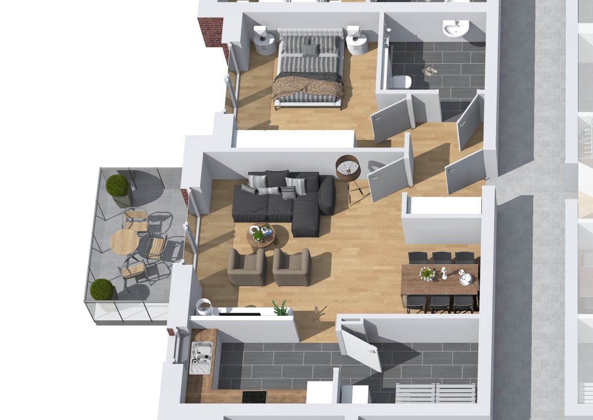 Der 3D-Grundriss der Wohnung 8