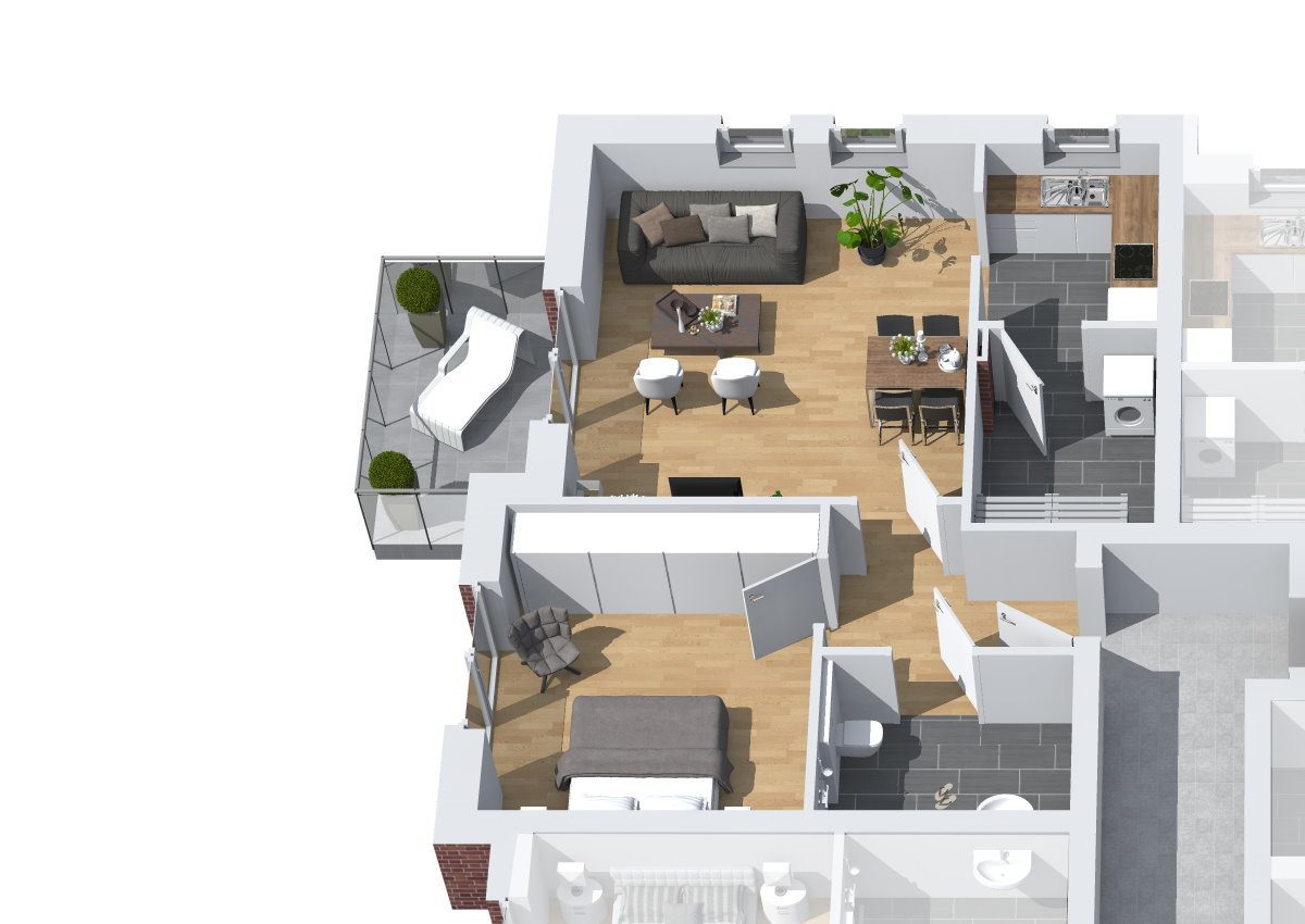 Der 3D-Grundriss der Wohnung 2