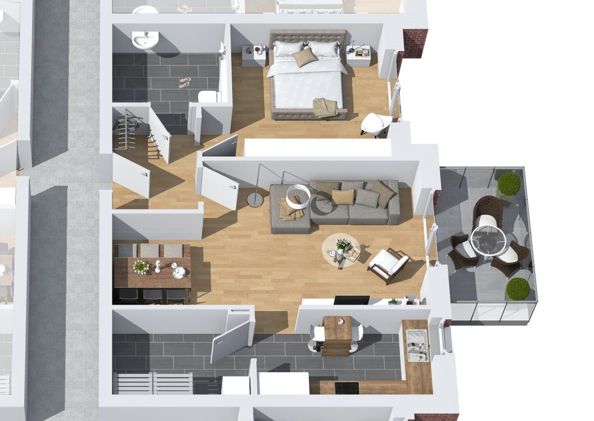 Der 3D-Grundriss der Wohnung 11