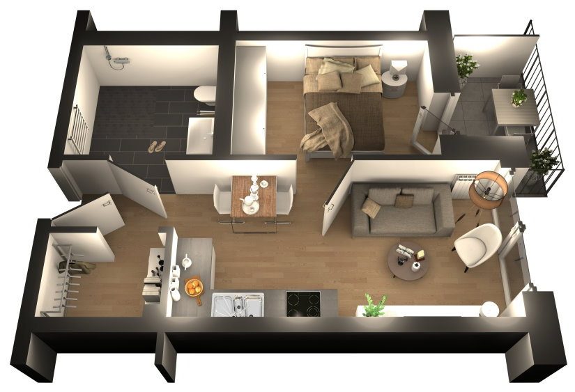3D-Grundriss der Wohnung 32 in Oldenburg / Bürgerfelde 3D-Grundriss der Wohnung 32 in Oldenburg / Bürgerfelde