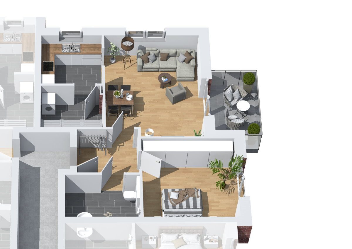 Der 3D-Grundriss der Wohnung 10