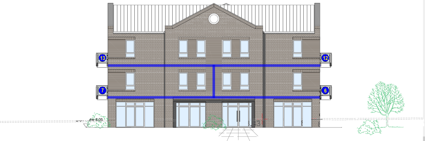 Die Lage der Wohnungen 7 + 8 im Wohn- und Geschäftshaus